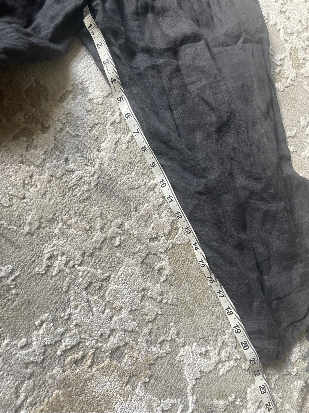 Charcoal grey Linen barrel Wide Leg Tie-Waist Pants - Picture 4 of 5